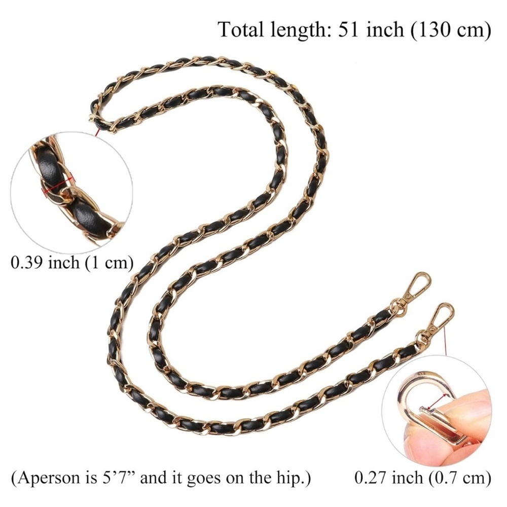 Strap Chanel Style Chain - Faux Leather - Replacement for Crossbody Shoulder Bag - Picture 3 of 8